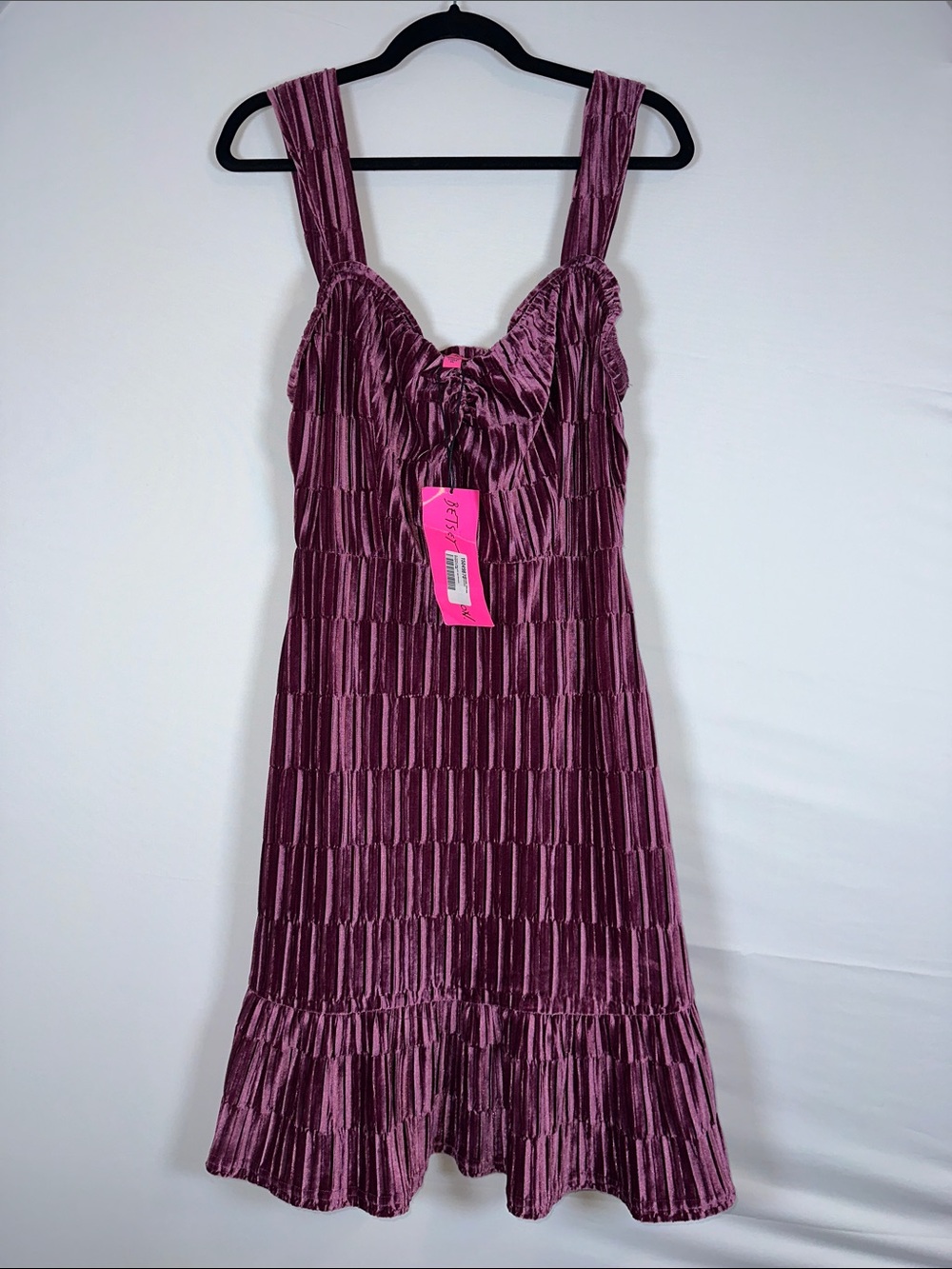 Betsey Johnson Velvet Dress XL NWT Plum Textured Fit Flare Party Dress